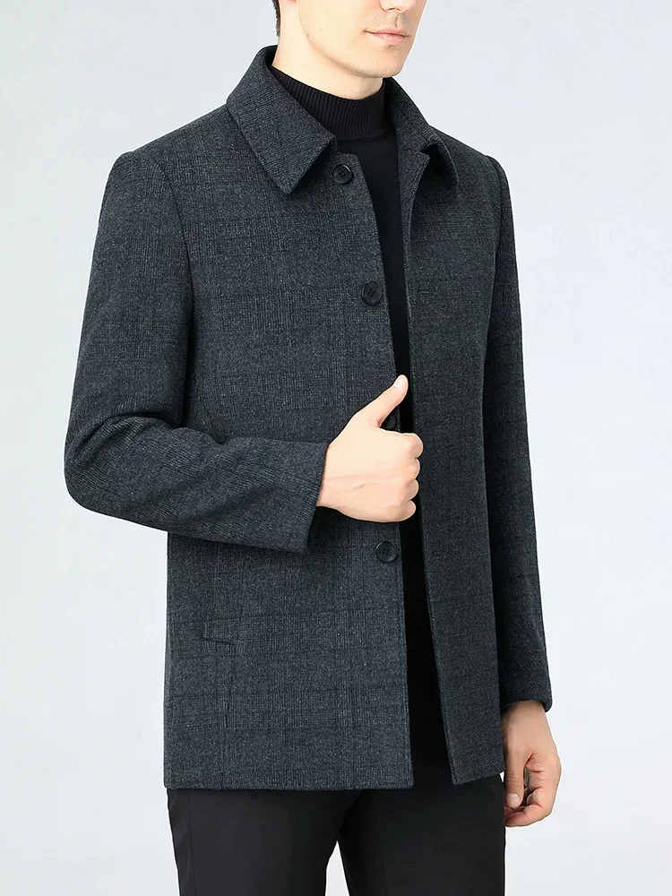 100% Double Sided Cashmere Coat Men's Clothing 2023 Autumn Winter New Mid Length Lapel Wool Jacket for Male Clothes Business Top