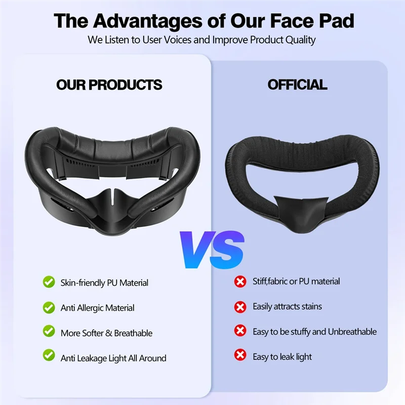 JABS-Penutup Masker Wajah untuk Meta Quest 3 Kulit PU Antarmuka Wajah Bantalan Pengganti Kain Sutra Es Versi Upgrade untuk Quest3