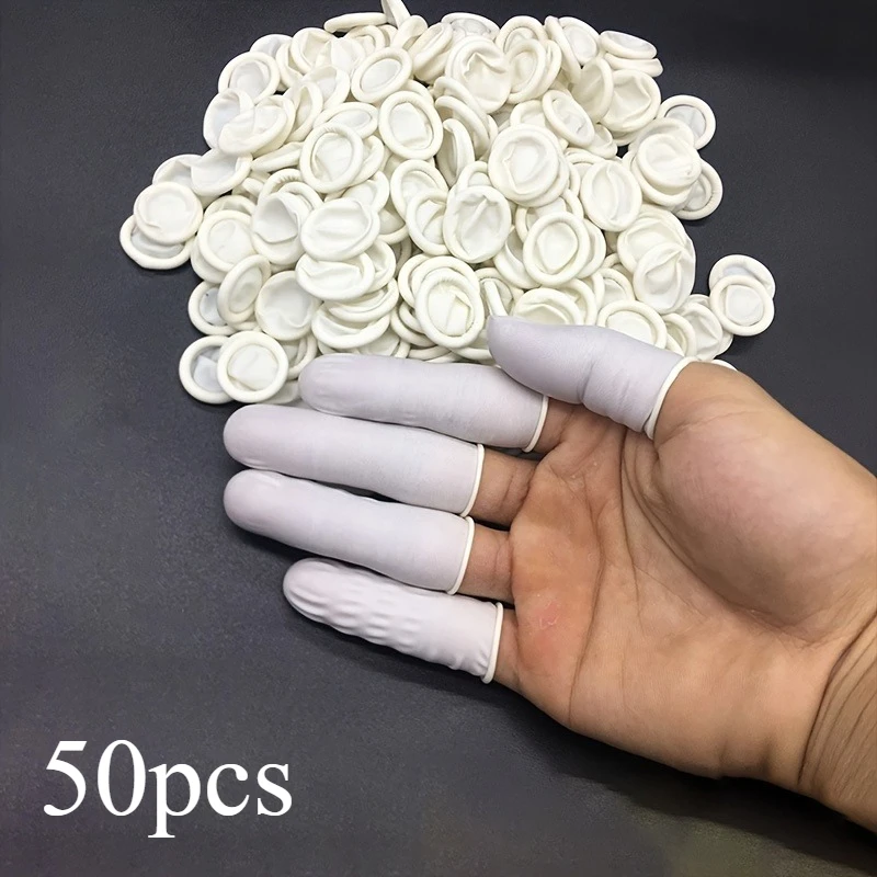 

50pcs Latex Finger Cots Disposable Powder-free Beauty Tattoo Embroidery Finger Cots