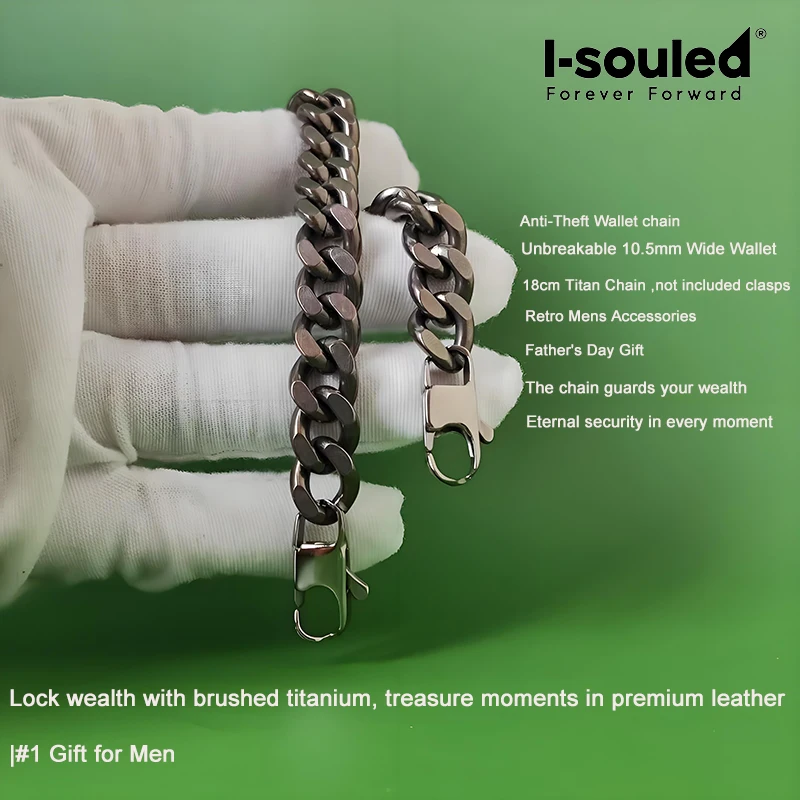 

Stonewashed Titanium Wallet Chain 18cm - 10.5mm Wide Pocket Men's Accessory Gift for Dad/Boyfriend
