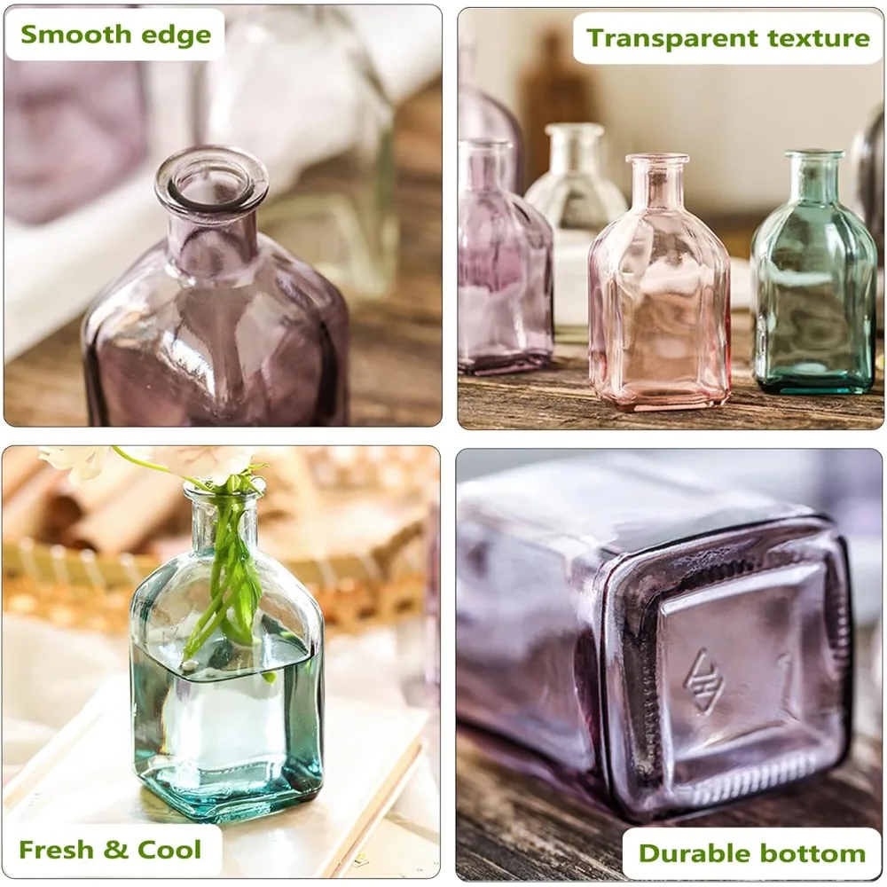 

Coastal style small transparent vase set 2, Nordic minimalist glass vase, modern minimalist glass dining table set