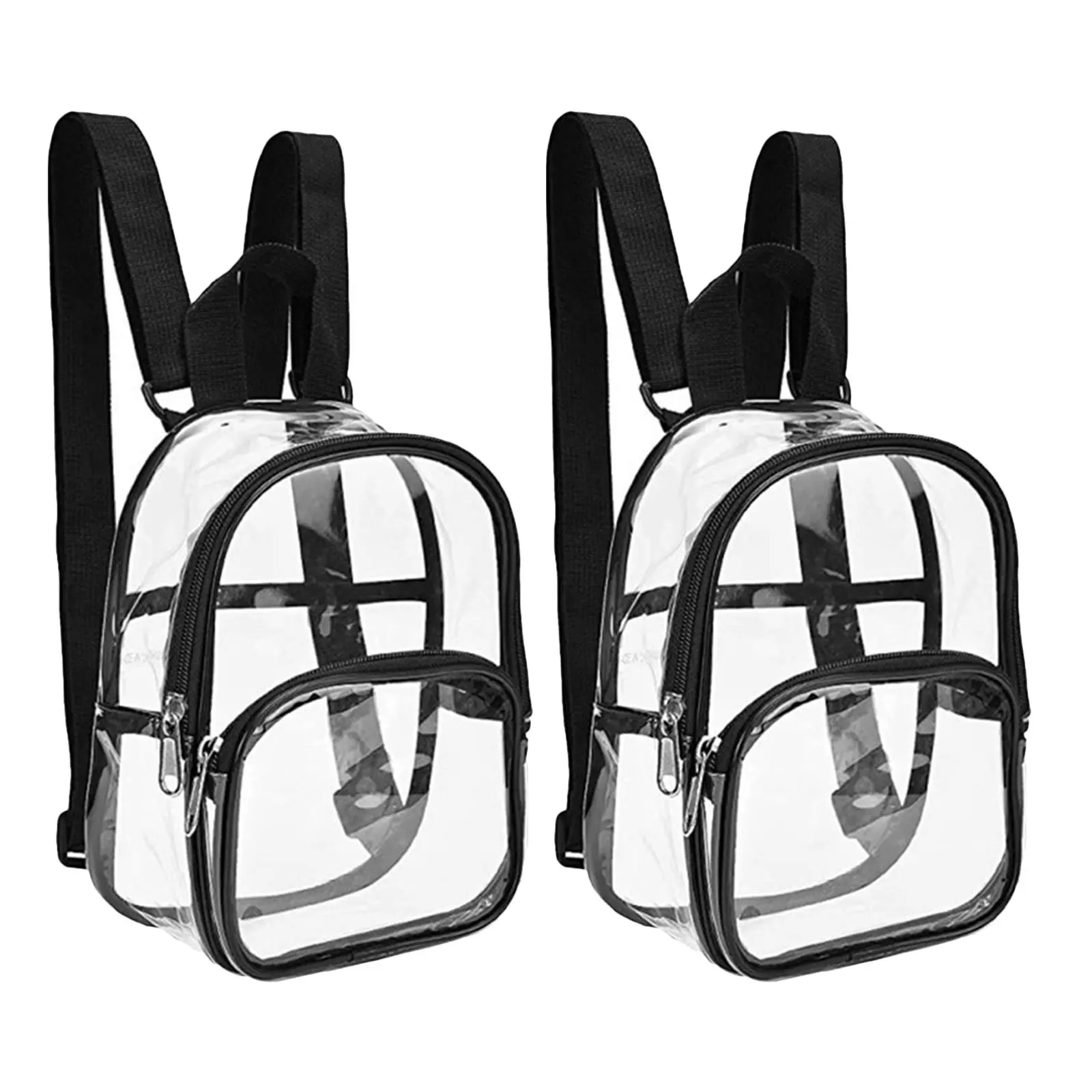 

2Pcs Mini Transparent Backpack Clear Waterproof PVC Kids Daypack for Kindergarten Outdoor Play Lightweight Dual Strap Snack