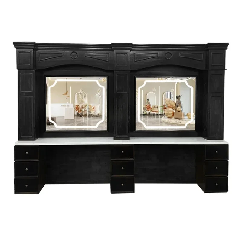 

Высококачественная ретро-Парикмахерская одежда для стрижки волос зеркало для перманентной завивки мужской туалетный столик для музея