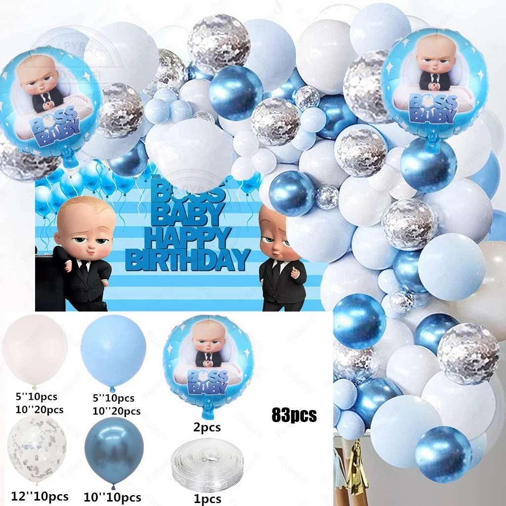 90pcs/set Boss Baby Theme Balloon Garland Arch Kit Newborn Baby Shower Foil Helium Balloon Kids Bluey Party Decorations Supplies