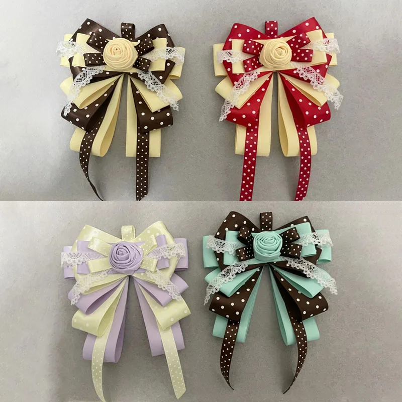 اليد ضوء عصا اكسسوارات الانحناء للحفل اليدوية الشريط روز زهرة موضة لوليتا تأثيري قميص طوق الزهور مشبك شعر