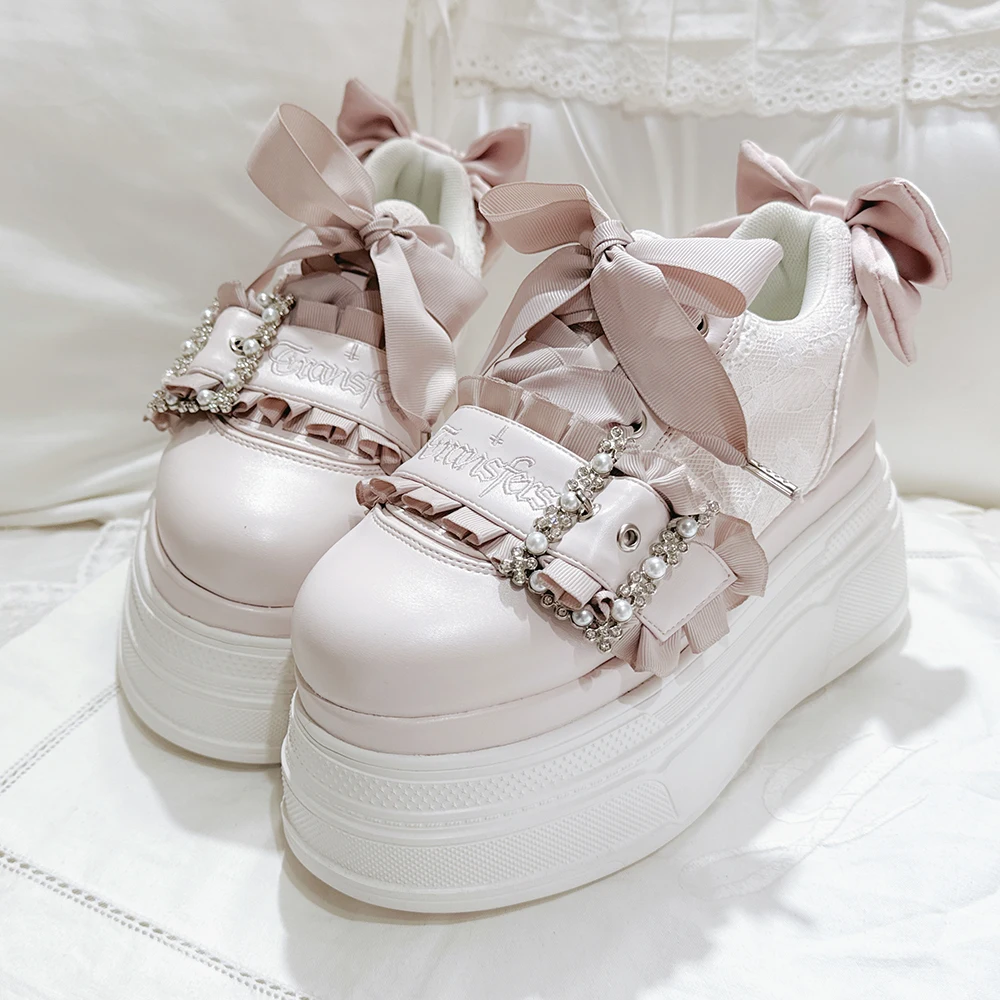 Sweet Bandage Original Sweet Tea Party Single Shoes Japanese Thick Bottom Sweet Cool Water Diamond Single Shoes Women