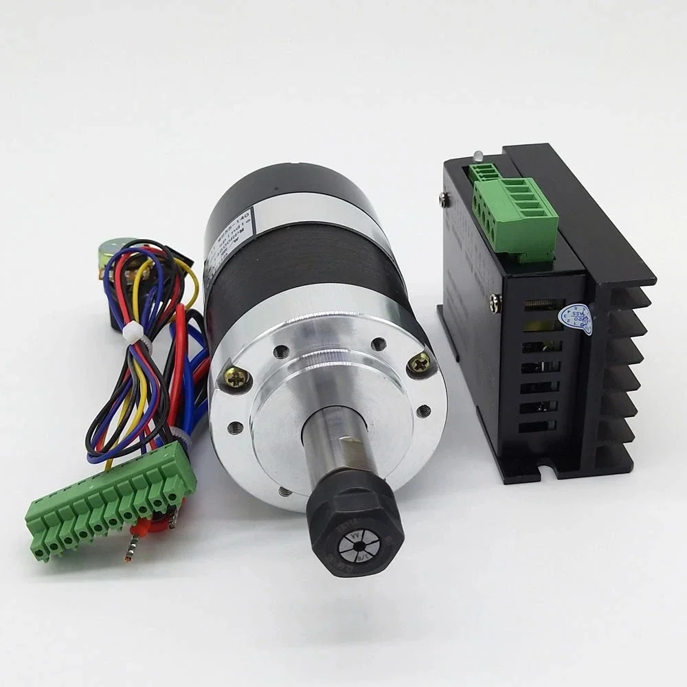 DC 36V 12000RPM 300W/0.3KW ER11 Brushless Air Cooling Spindle Motor+20-50VDC Stepper Driver+55MM Clamp+Speed Display