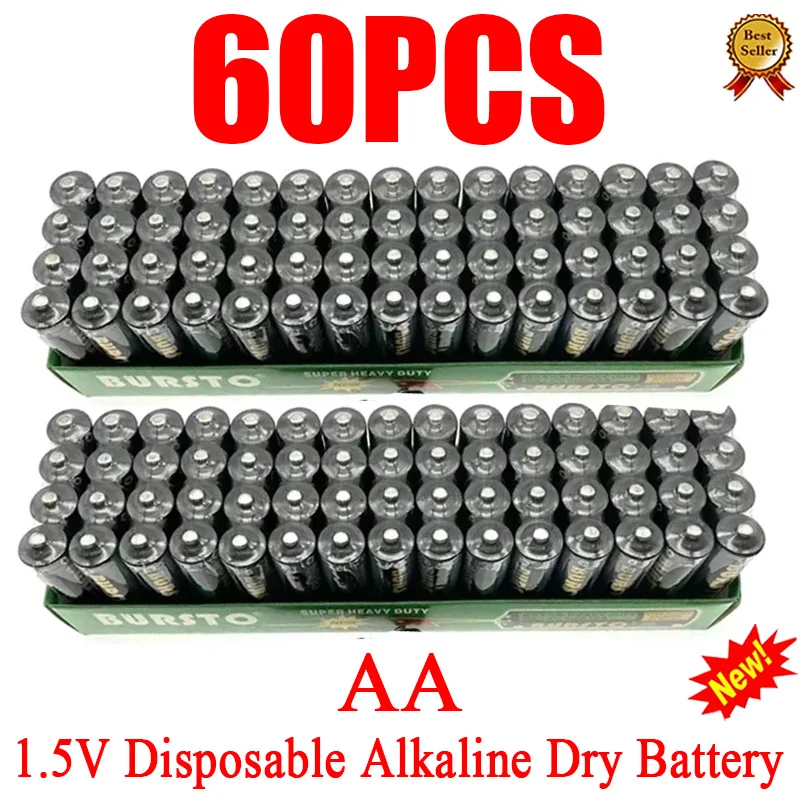 New 60PCS 1.5V AA Disposable Alkaline Dry Battery for Flashlight Electric Toy MP3 CD Player Wireless Mouse Keyboard Camera Razor