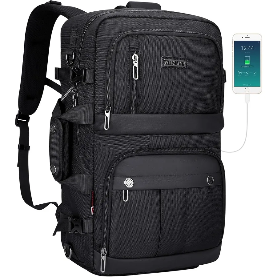 

WITZMAN Carry on Travel Backpack for Men Women Laptop Backpack with USB Charging Port Airline Approved B683 Classic Black