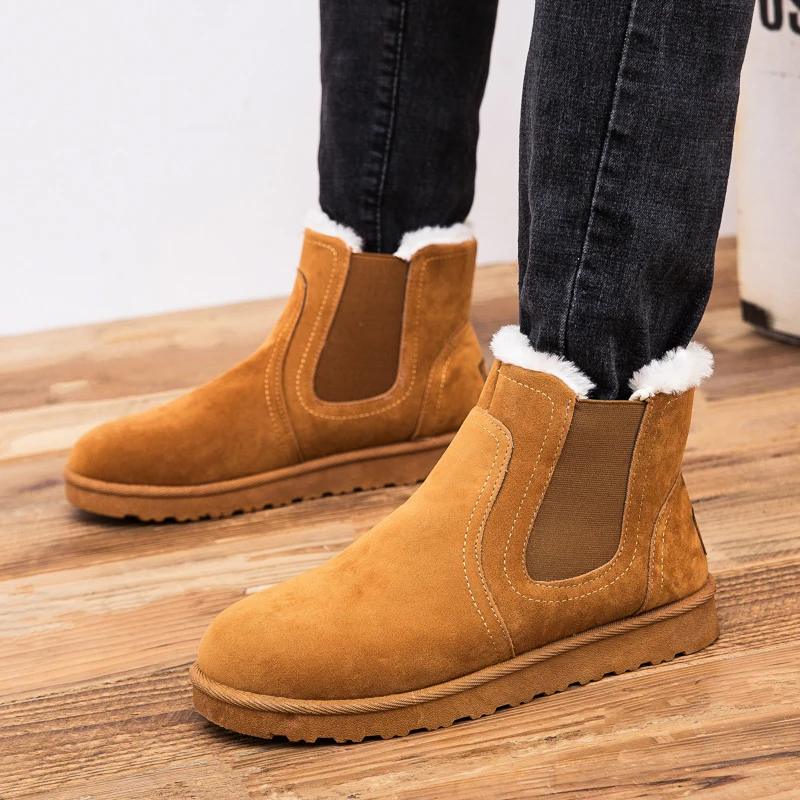 2023 New Work Shoes Men Platform Ankle Boots Men Safety Shoes Fashion Quality With Fur Boots Outdoor Booties Zapatos De Hombre