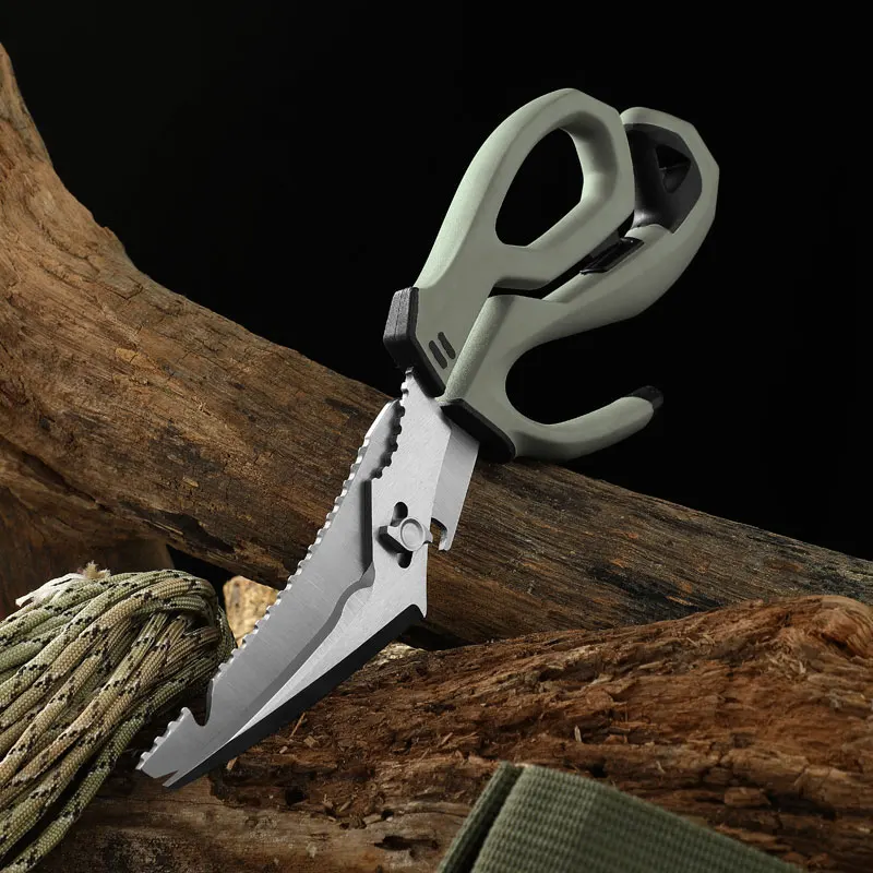 Multifunction Scissors Outdoor Survival Tool Heavy Duty Kitchen with Detachable Blades Stainless Steel Poultry Shears