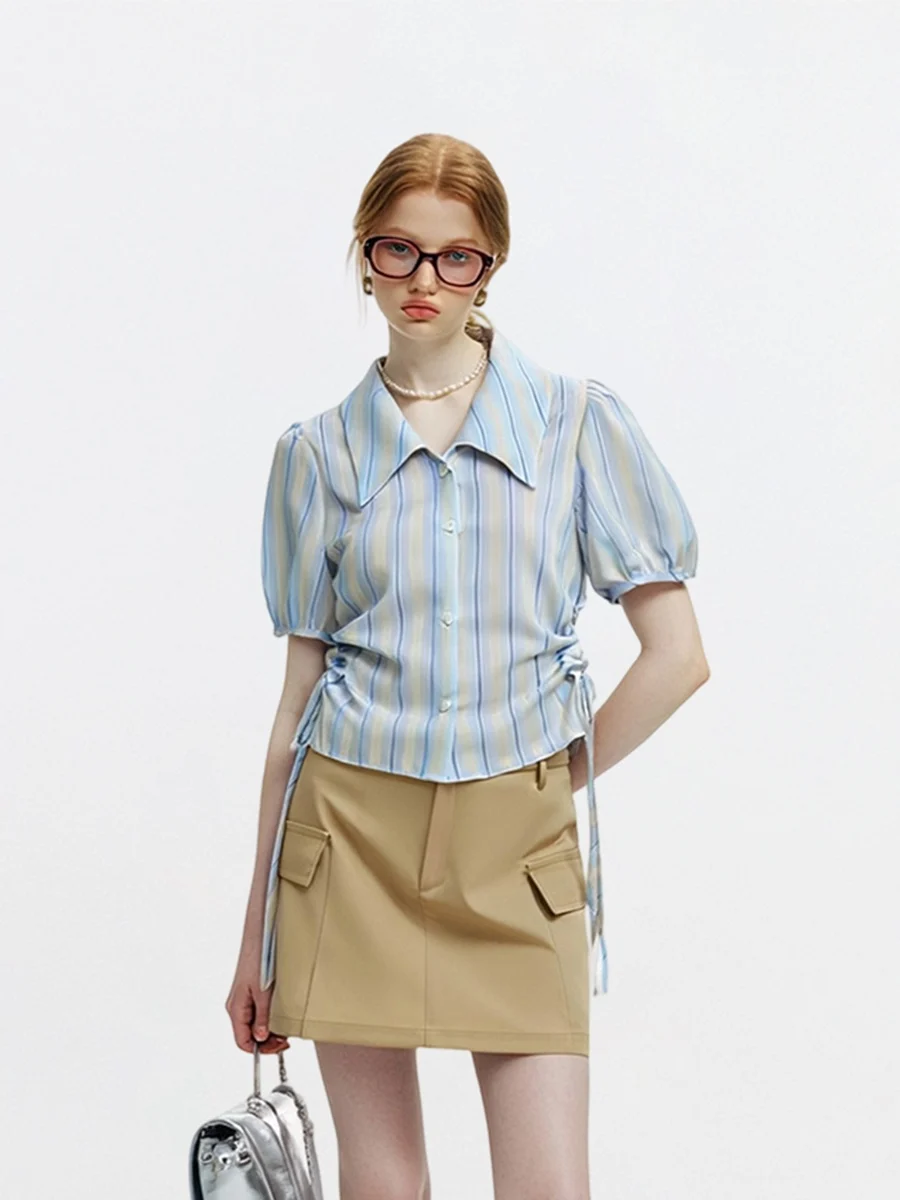 

Женская футболка AHMI, приталенная, летняя, новая, спортивная, с полосками, с вырезами, дышащая, комфортная, из смесового полиэстера