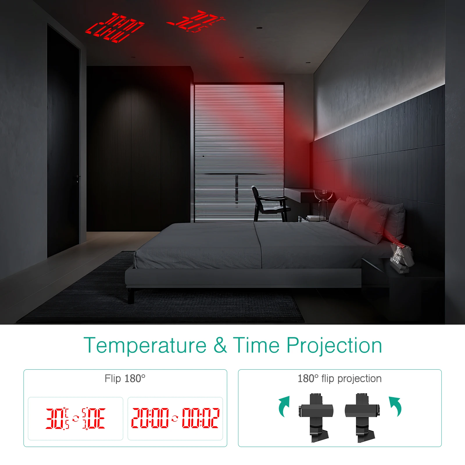 Despertador digital ORIA con doble proyección LED y temperatura - imagen 4