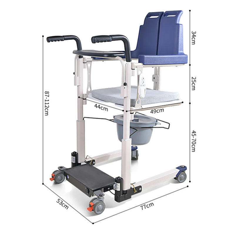 

180° Split Seat Patient Lift Transfer Chair Hoyer Hydraulic Bathroom Wheelchair Portable Elderly Lift aid Bedside Commode Chair