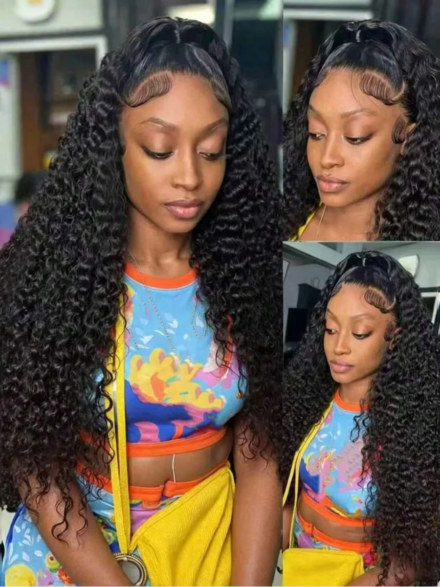 38Inch Deep Wave Human Hair Wig 13x4 HD Lace Front Wig For Black Women Pre Plucked Natural Hairline Baby Hair Bleached Knots Virgin Brazilian 250Density Invisible Lace Wigs For Women Daily Party Use