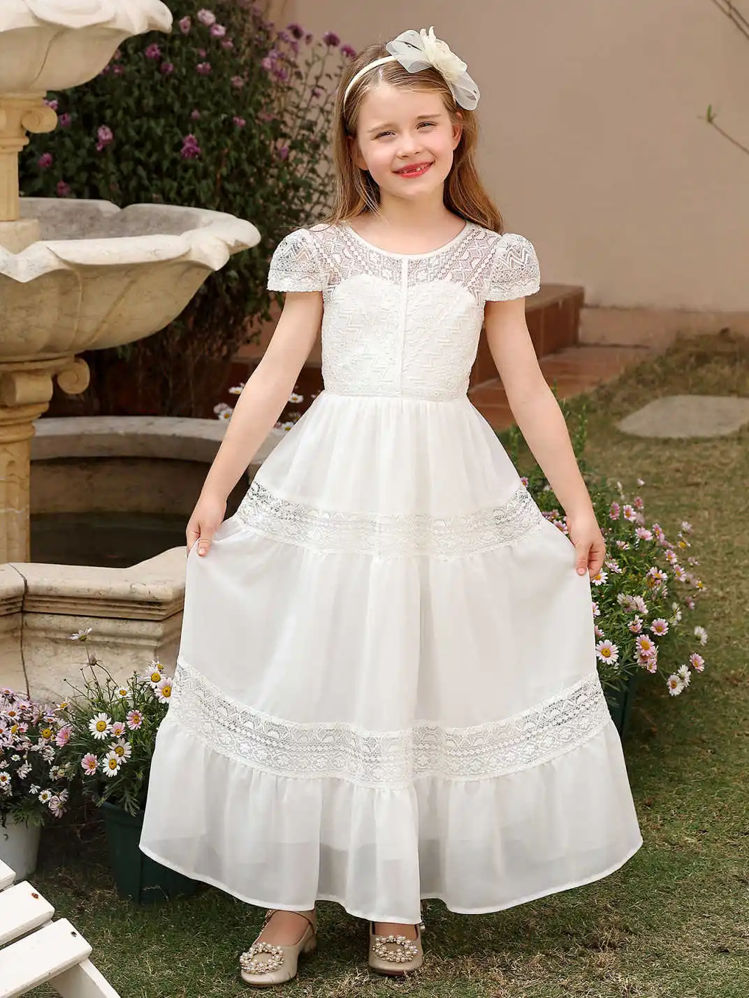 

Модное платье принцессы с открытой спиной для девочек-цветочниц, элегантное длинное платье в богемном стиле, свадебное платье, длинное платье