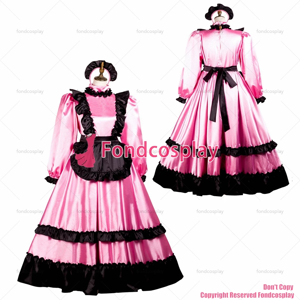 

Sissy maid satin dress lockable Uniform cosplay costume Tailor-made[G3735]