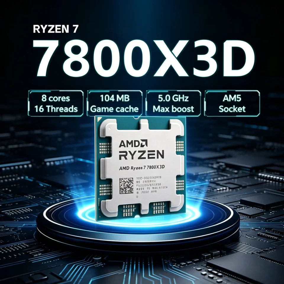 AMD 라이젠 7 7800X3D 8코어 16스레드 5.0GHz 5NM B650 소켓 AM5 L3 96M R7 7800X3D 프로세서 120W DDR5 트레이 팬 미포함 프로 맥스 썸네일 6