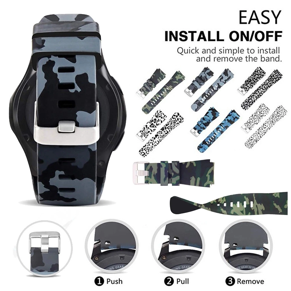 For Xiaomi MI Watch S1 Active / Color 2 Strap Camouflage Pattern Silicone Watchband Wristband Sport Bracelet 22mm Watch band