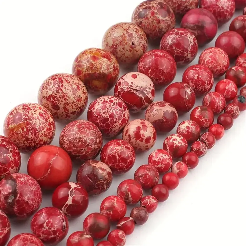 Natural Stone Red Imperial Jasper Beads Round Loose Beads DIY Jewelry Accessories For Necklace/Bracelet