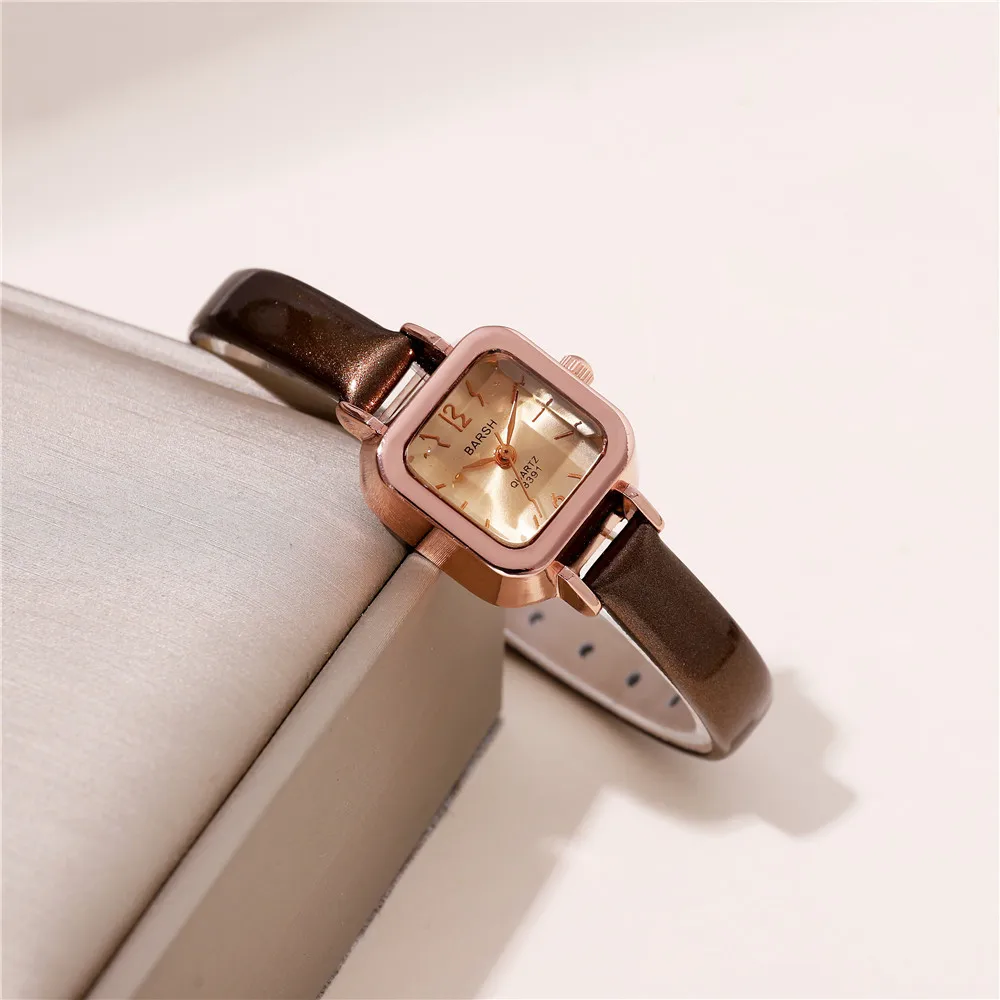 fashion small dial pu leather lady women quartz casual watch