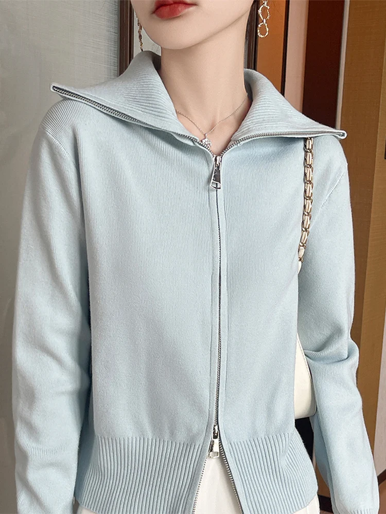 Jaet tricoté en Patchwork pour femmes, coupe ample, tissu doux, Long, fermeture à glissière, Cardigan ouvert, Faion, automne 2025