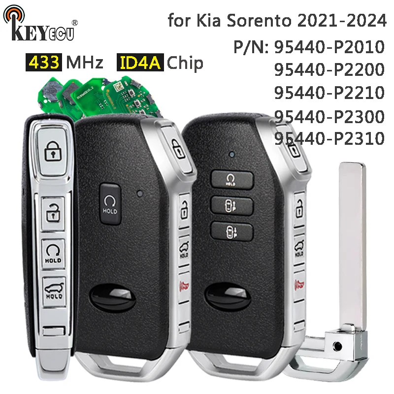 

KEYECU 433 МГц ID4A чип 95440-P2010/P2200/P2210/P2300/P2310 интеллектуальный дистанционный брелок без ключа для Kia Sorento 2021-2024