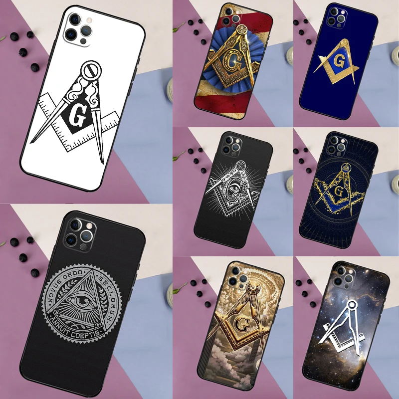 Freemasonry Logo Symbol Case For iPhone 16 15 14 13 12 11 Pro Max 14 16 15 Plus 13 Mini X XR XS Bumper Cover