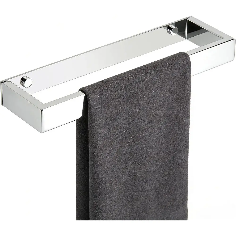

12 Inch Wall-Mounted Hand Towel Holder, Screw or Self-Adhesive, Square Stainless Steel Towel Ring, 3.2 Inch Wide