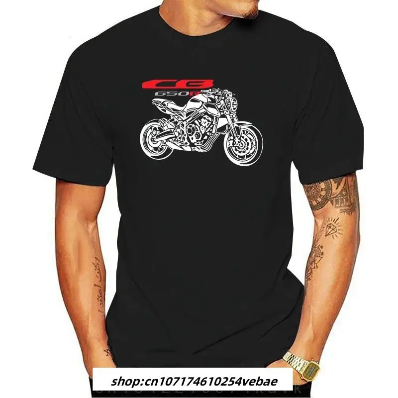 T-Shirt Knit Cotton T-Shirt Motorcycle Moto Hon Cb650R Cb 650 R 2023 Summer Men'S Hip Hop Street Extend Men Slim Fit T Shirts