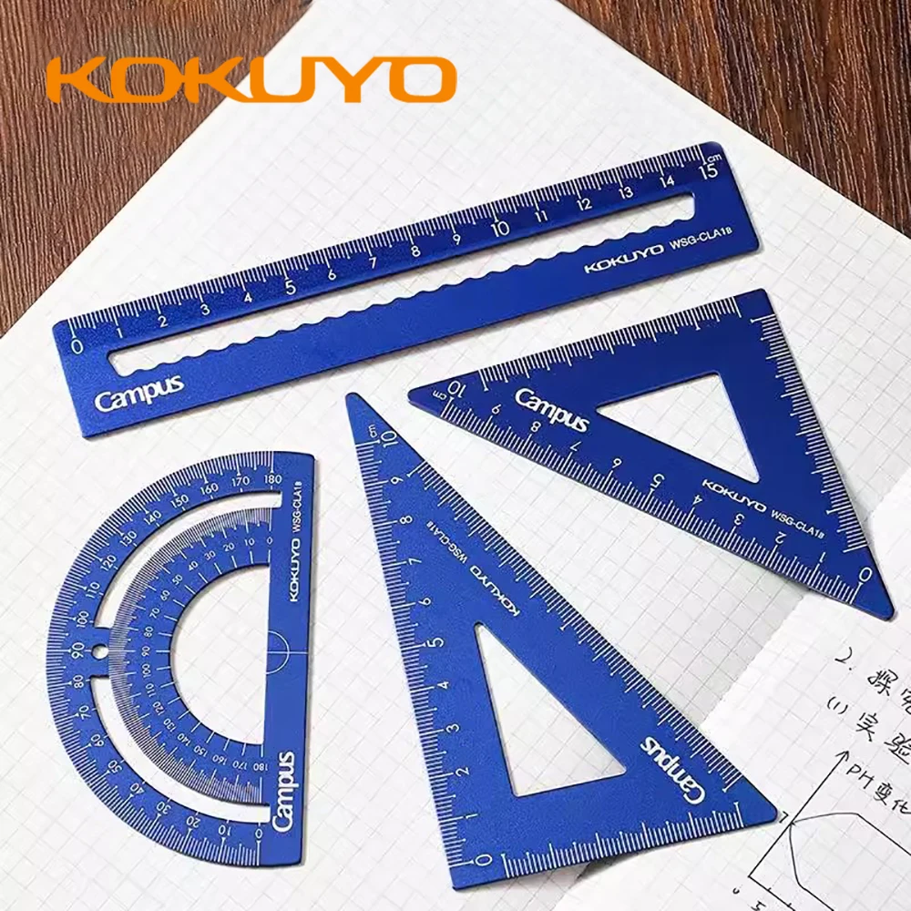 

KOKUYO Aluminum Alloy Ruler Triangle Plate Protractor Student Drawing Measuring Tool 15cm Art Stationery Supplies