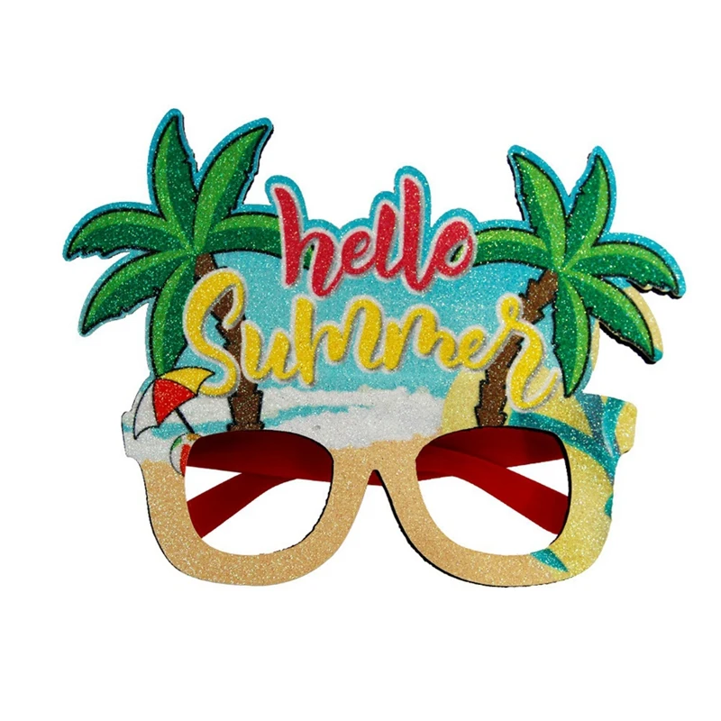 1 ピース夏ハワイアンメガネ示されているようにフェルト + プラスチックココナッツツリーフォトメガネフレーム、I