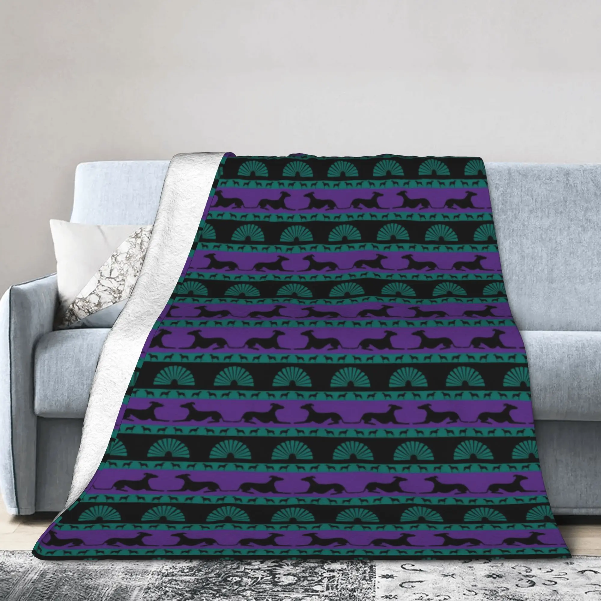 Custom Funny Greyhounds Puppy Blanket Warm Fleece Soft Flannel Whippet Sighthound Pet Dog for Bed Sofa Office Spring