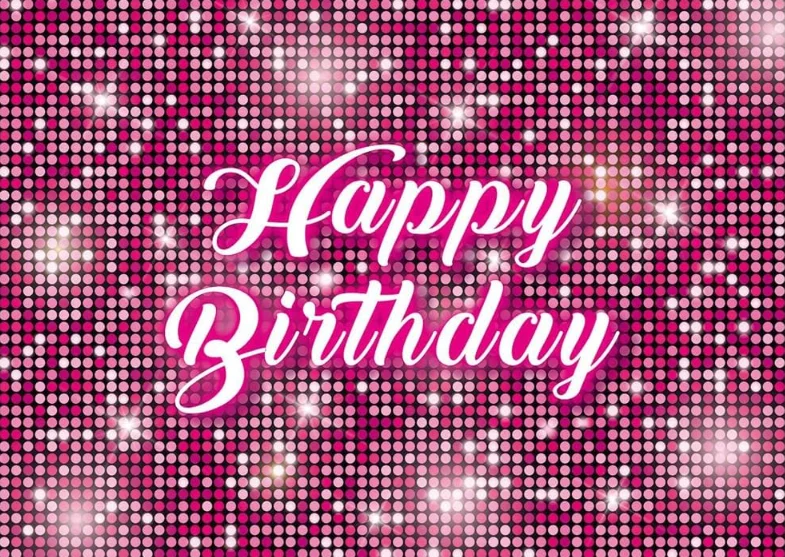 Pink Flash Square Wall Backdrop Happy Birthday Sequin Shimmer Photography Backdrop for Girl Woman Sweet Birthday Party Banner