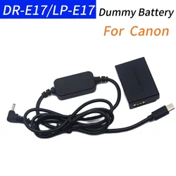 LP E17 Dummy Battery DR-E17 DC Coupler+USB TYPE C DC Cable for Canon EOS M3 M5 M6 EOS-M6 Mark II Cameras