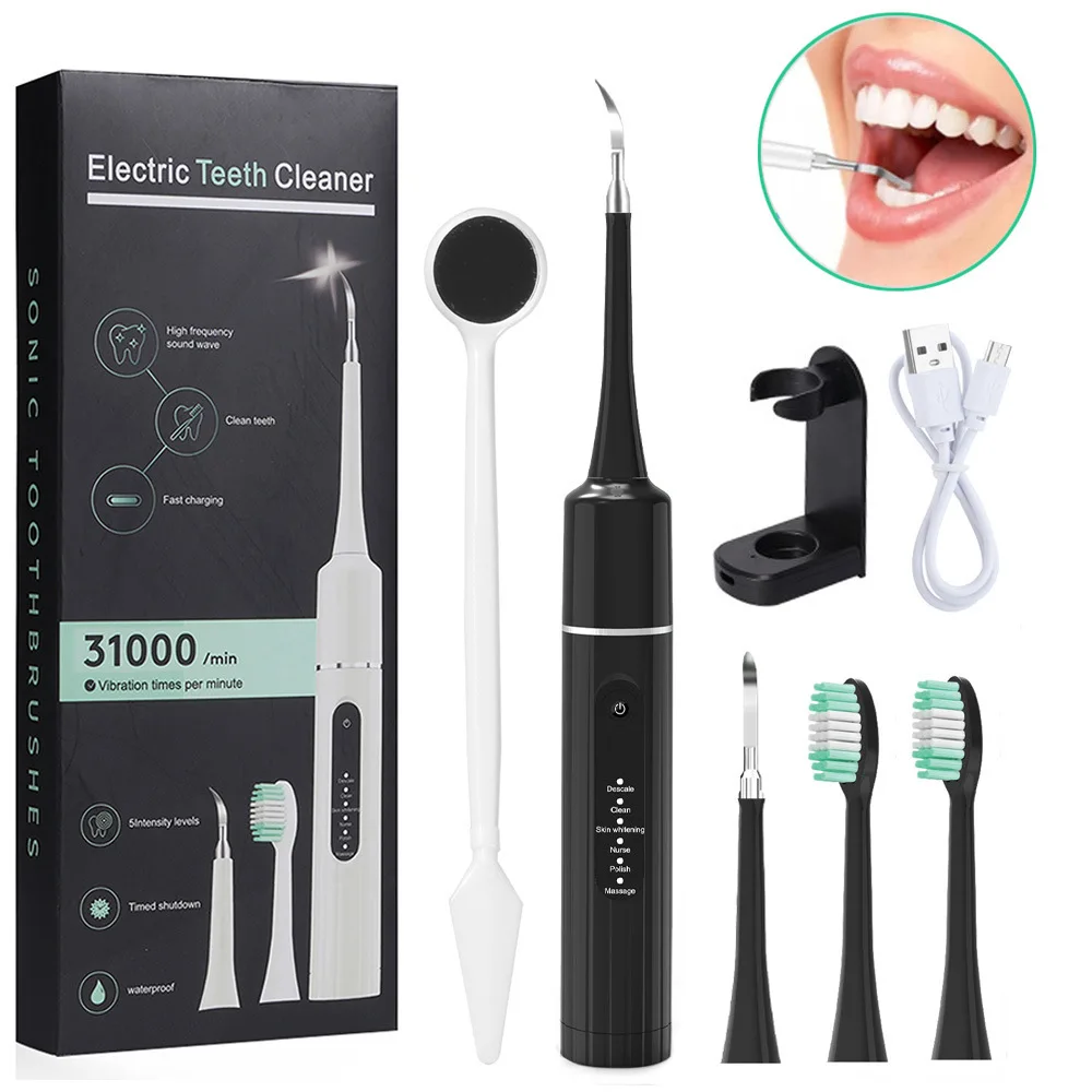 Sonic Electric Toothbrush - Dual purpose dental cleaner, home portable calculus removal care and toothbrush tool