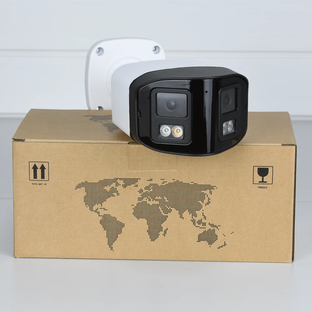 Hikvision Compatible 8MP 4K Panoramic IP Camera Bullet Dual Lens MIC Speaker Surveillance Smart Hybrid Light 2way Audio
