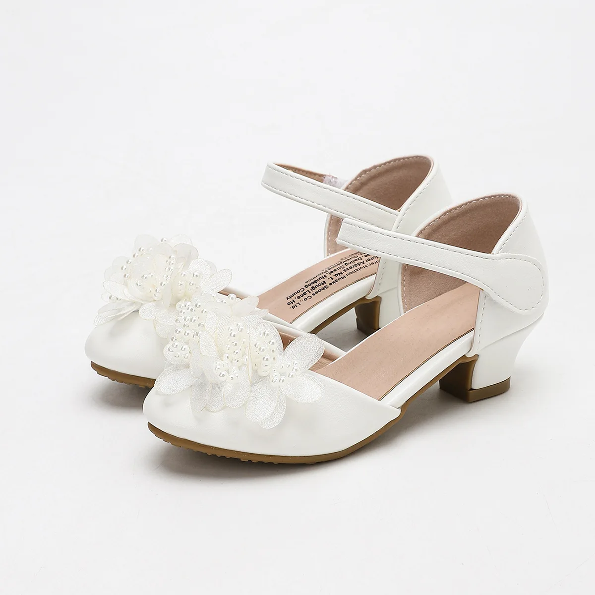 

Girls White Floral Heels Student Fresh Party Pumps Princess Dress Shoes Size 28-40 kid's pageant heels formal girl shoes