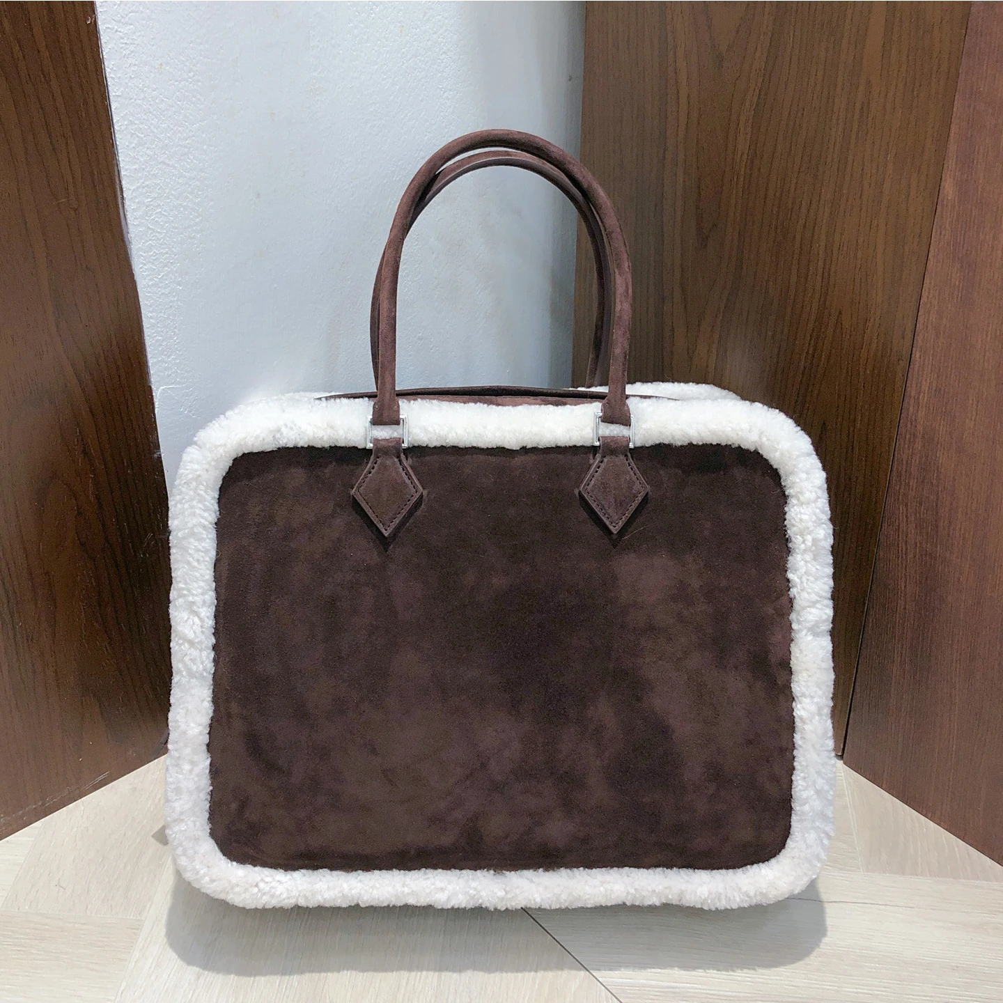 

Raw-Edge Handbag Retro Bag Teddy Bear Style Bag Women's Bag Suede Autumn/Winter Cowhide Large Capacity New
