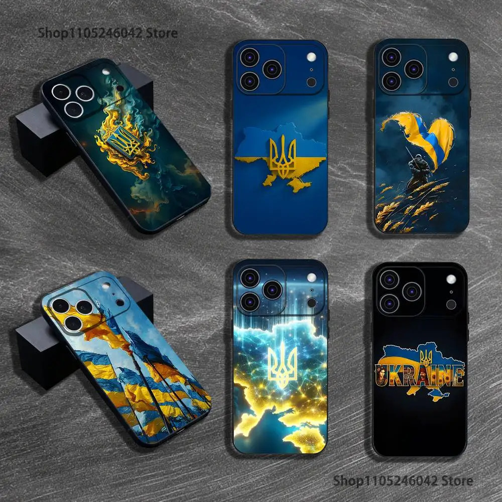 

Ukraine Ukrainian National For iPhone 17,16,15,14,13,12,11,Pro,Max,Plus Black Soft Cover Phone Case