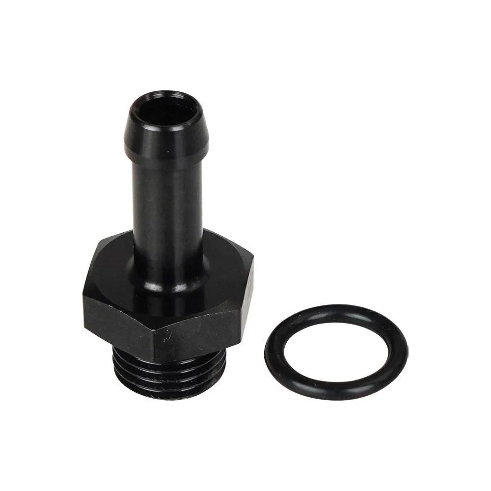 Aluminum Oil Line Fittings AN6 Male to 5/16 Hose Barb Fitting 6AN O-ring Seal Fuel Line Adapter with ORB Washer Black Anodized