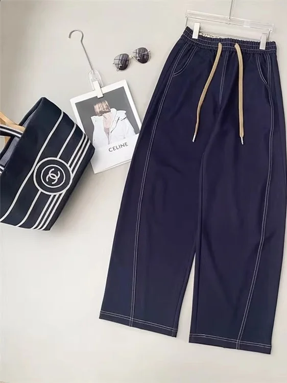 

High Waist Wide Leg Knife Jeans Women's Spring Autumn Loose Slimming Concealing Banana Pants plus Size Casual Blue