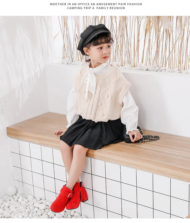 High-Heeled Fashion Girl Boots Leather Winter Shoes For Kids Ankle Boots Children Girls Autumn Boots 4 5 6 7 8 9 10 11 12  Year