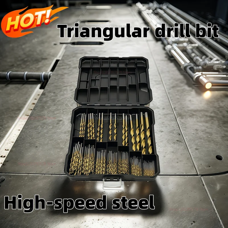 

99 Pieces Titanium Twist Drill Bit Set High Speed Steel 1/16 to 3/8 Inch Perfect for Wood Cast Iron Anti Rust Durable