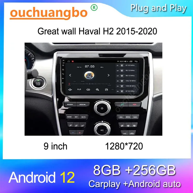 

Ouchuangbo radio tape recorder for 9 inch great wall Haval Hover H2 2015-2020 android 12 multimedia GPS navigation DSP 1280*720