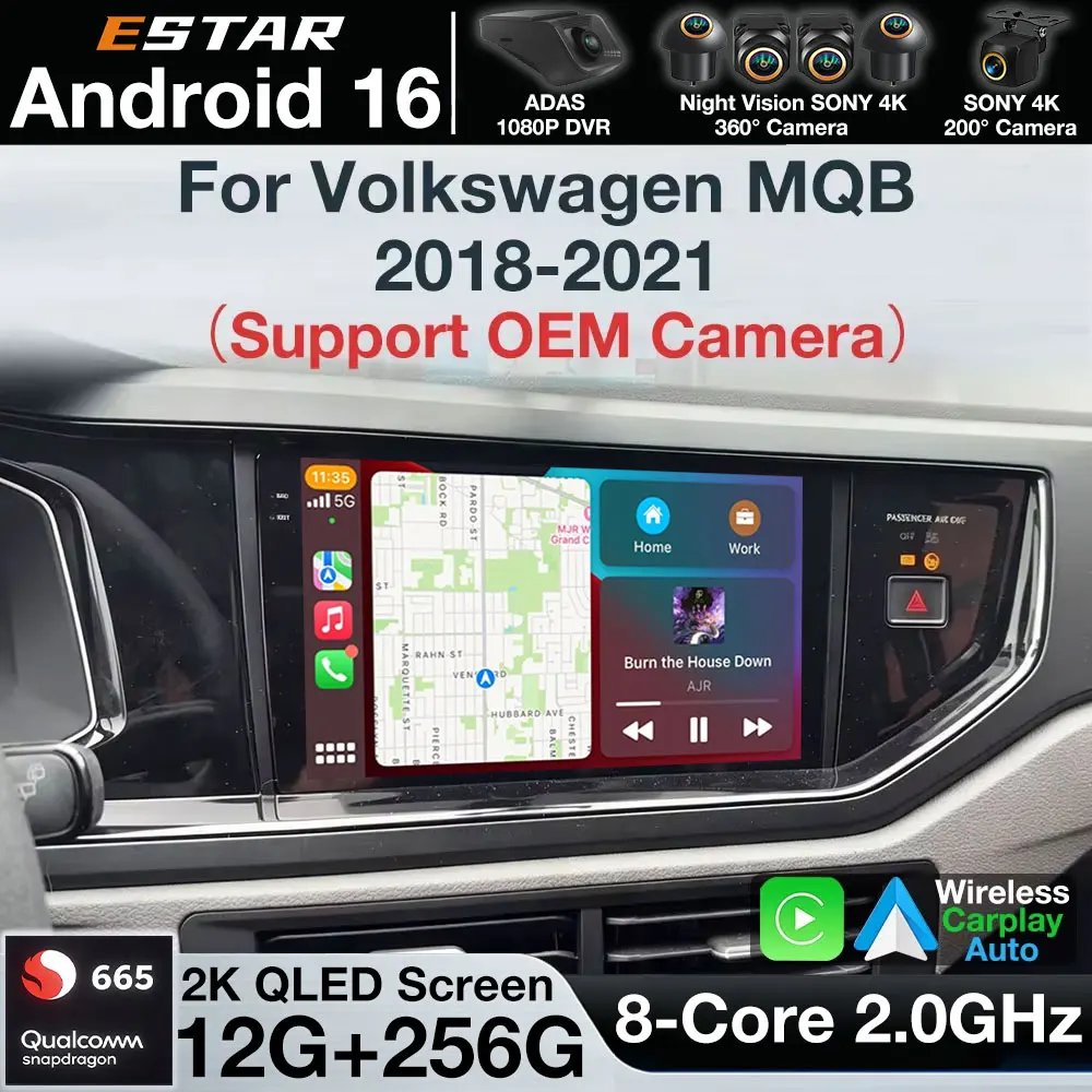 Android 16 For VW Volkswagen MQB Polo MK6 Jetta MK7 Virtus Bora T6 2018-2021 Car Radio Wireless CarPlay Android Auto GPS Stereos