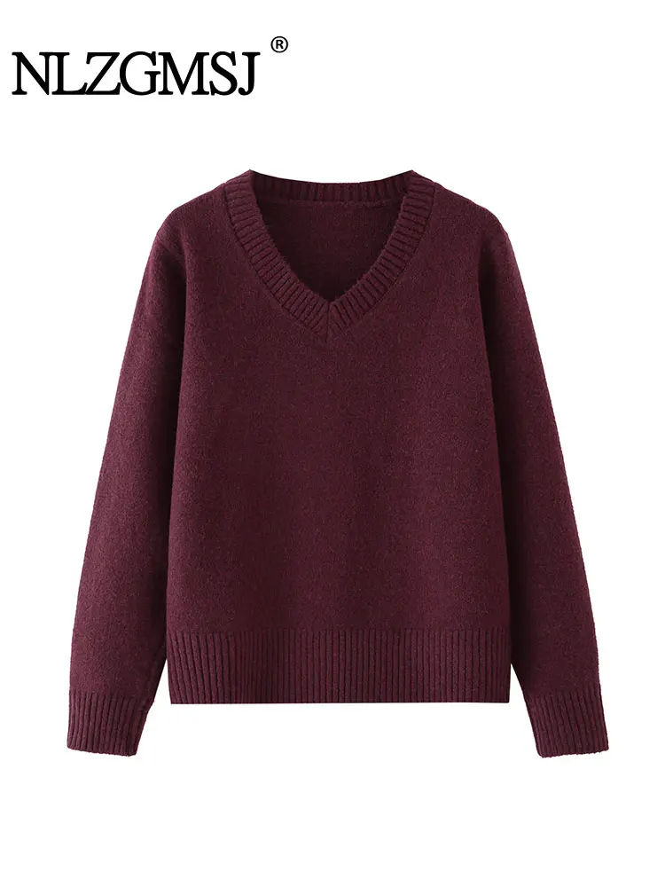 

NLZGMSJ женский осенний новый укороченный свитер 202, женские пуловеры, свободные базовые вязаные топы, теплые женские свитера, свитер с v-образным вырезом