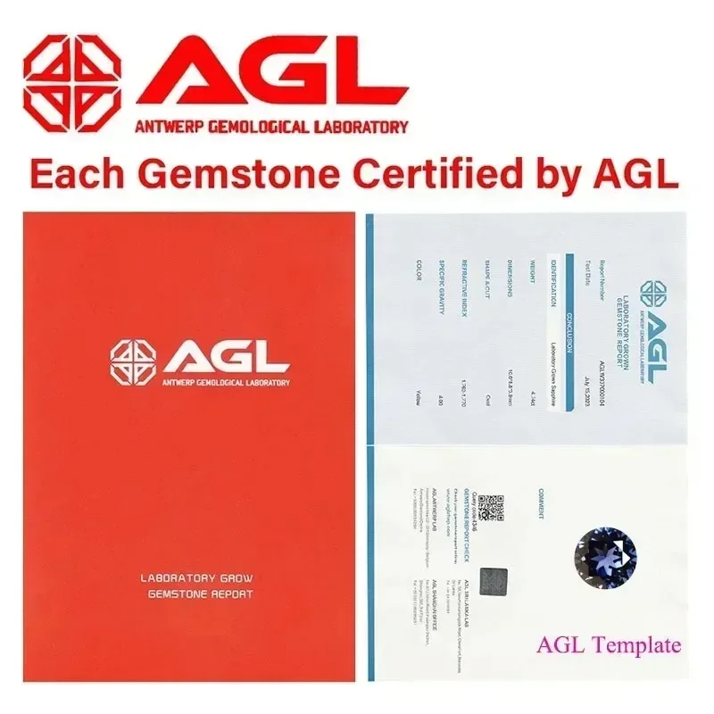 مختبر نمت الياقوت شكل دائري ألوان متعددة DIY حلقة قلادة أقراط المواد الرئيسية شهادة AGL قابلة للاختيار
