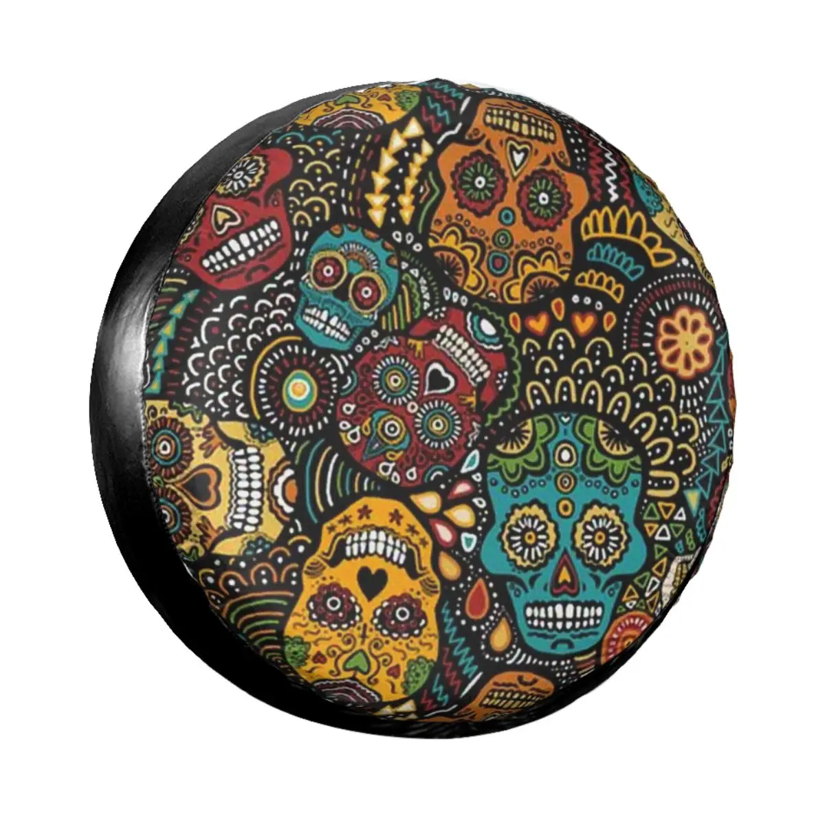 Day Of The Dead Sugar Skull Spare Tire Cover Bag Pouch for Jeep Pajero Halloween Catholic Car Wheel Covers 14