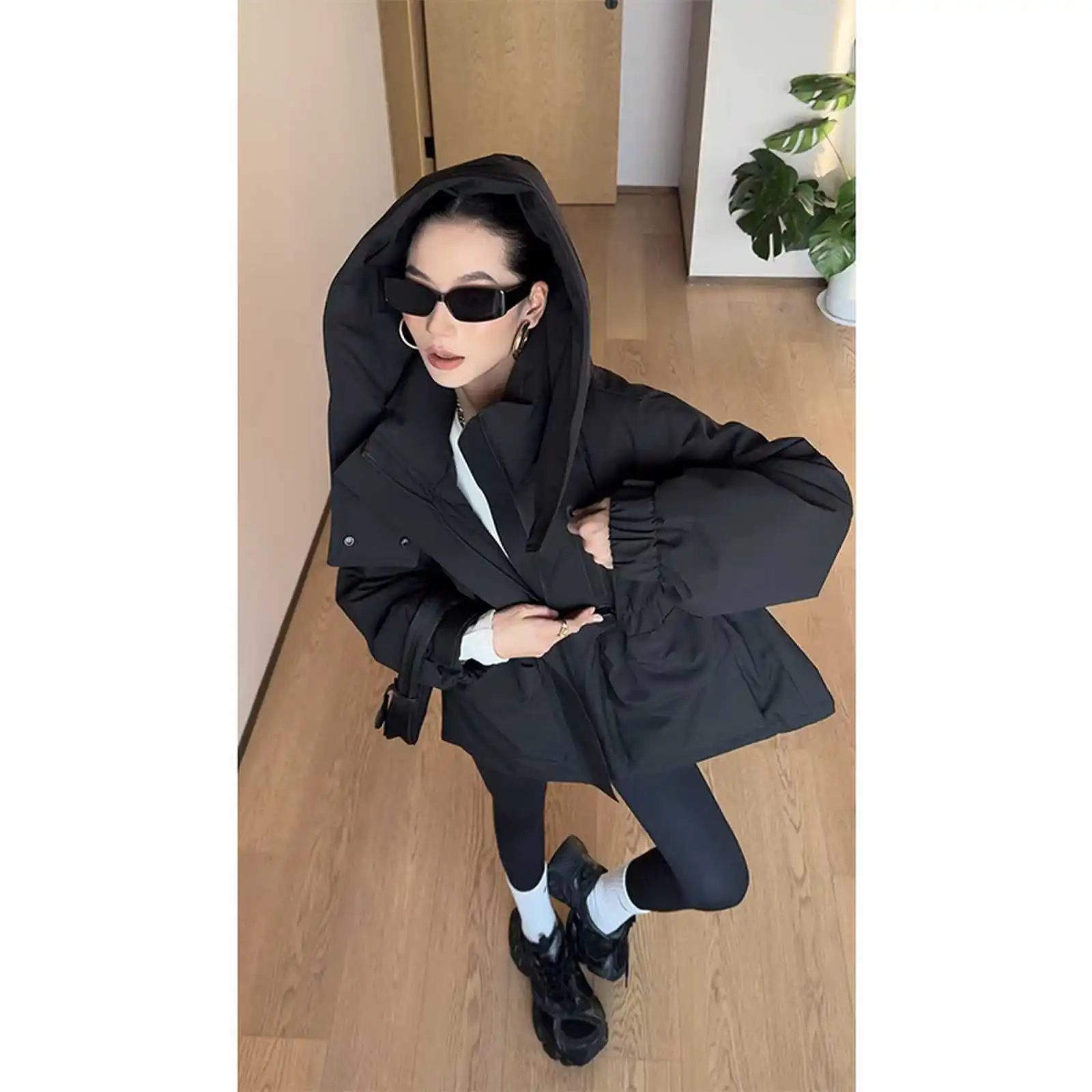 

CIZZLEMORE осень-зима Thiened уличный пуховик с большими клетками пальто средней длины теплый пригородный белый ду пух